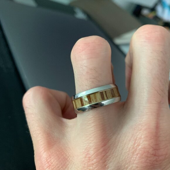 Stainless Steel Wood print ring (Made in Italy) - Picture 2 of 2